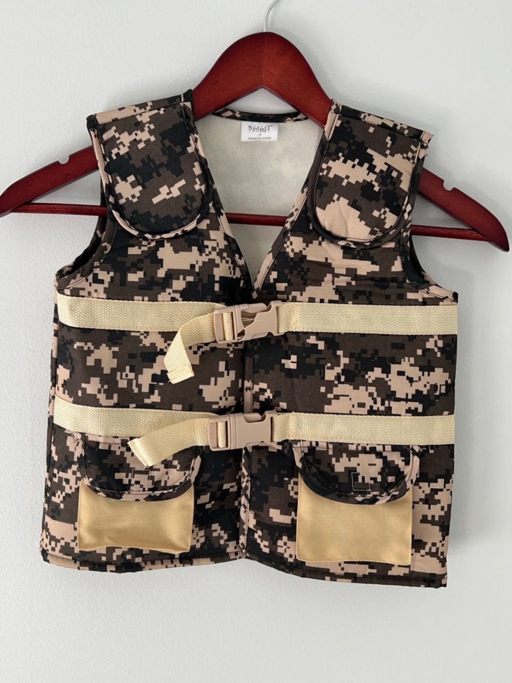Spirit Kids Digital Camo Tactical Vest in Tan and Black Halloween Costume Size S